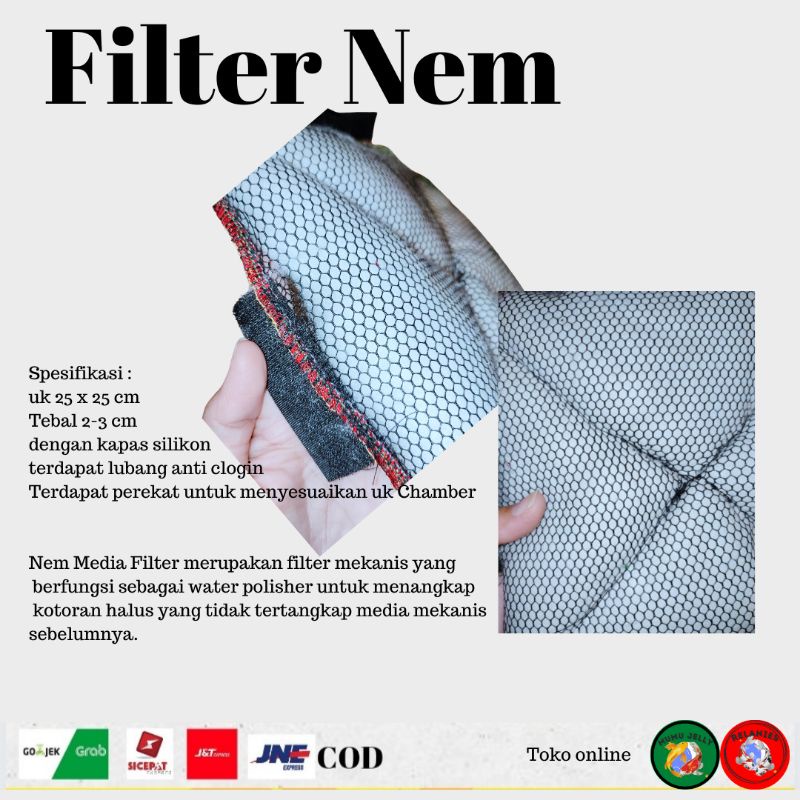 FILTER NEM MEDIA FILTER WATER POLISHER FILTER MEKANIS PENJERNIH AIR KOLAM IKAN KOI 25 X 25 CM