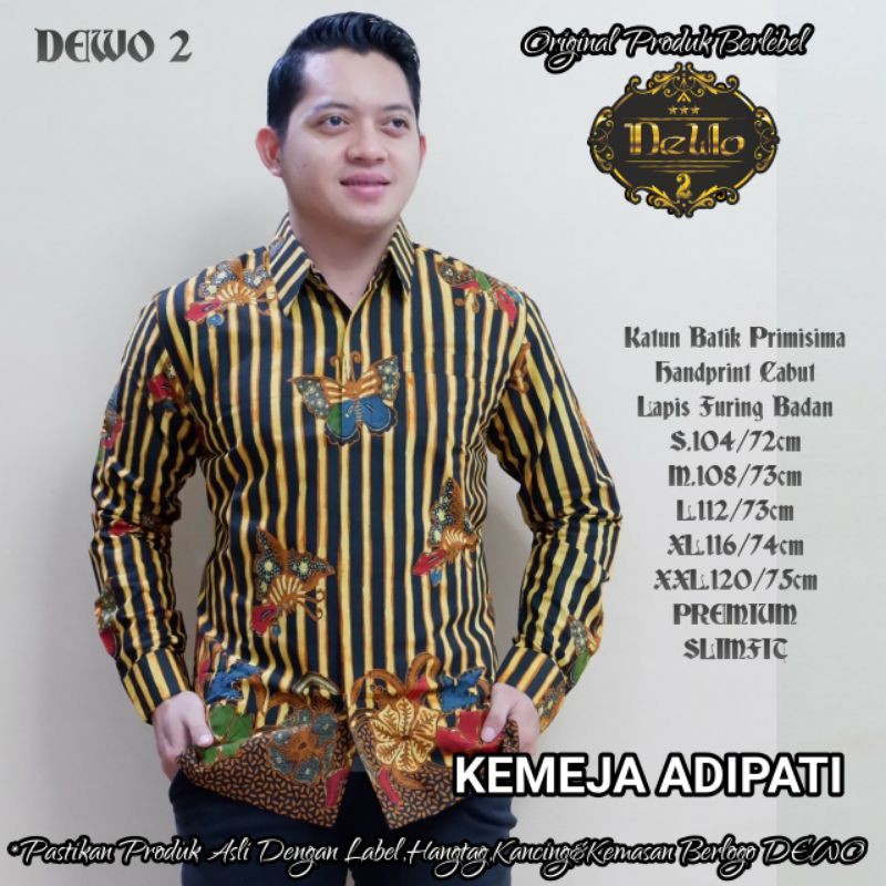 Kemeja Batik Slimfit Exclusive Batik Motif Salur Batik Slimfit Warna Kuning KEMEJA BATIK ADIPATI