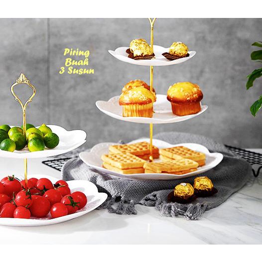 BENTUK BULAT Piring Buah 3 Susun Piring kue permen cookies - BIRU BULAT, NEW 3 SUSUN
