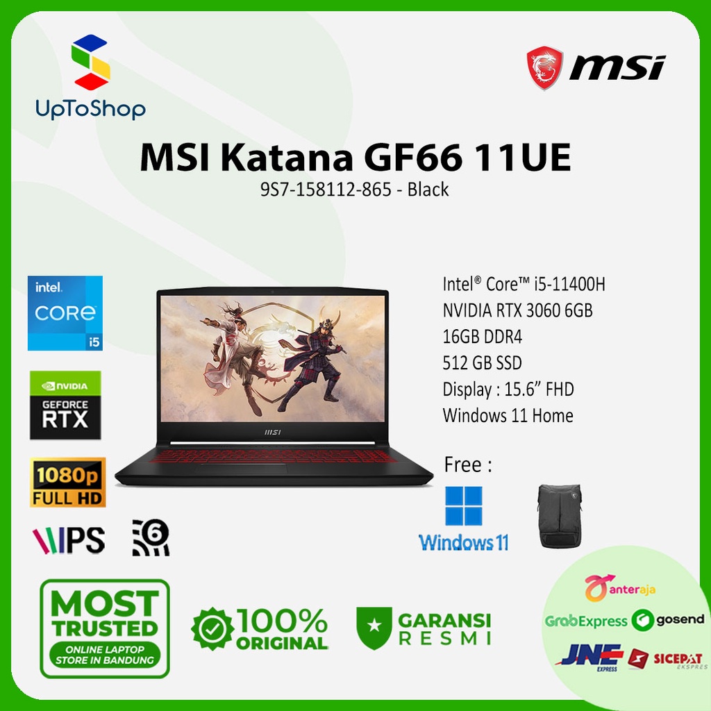 MSI Katana GF66 11UE 9S7-158112-865 Core i5-11400H 16GB 512GB RTX3060