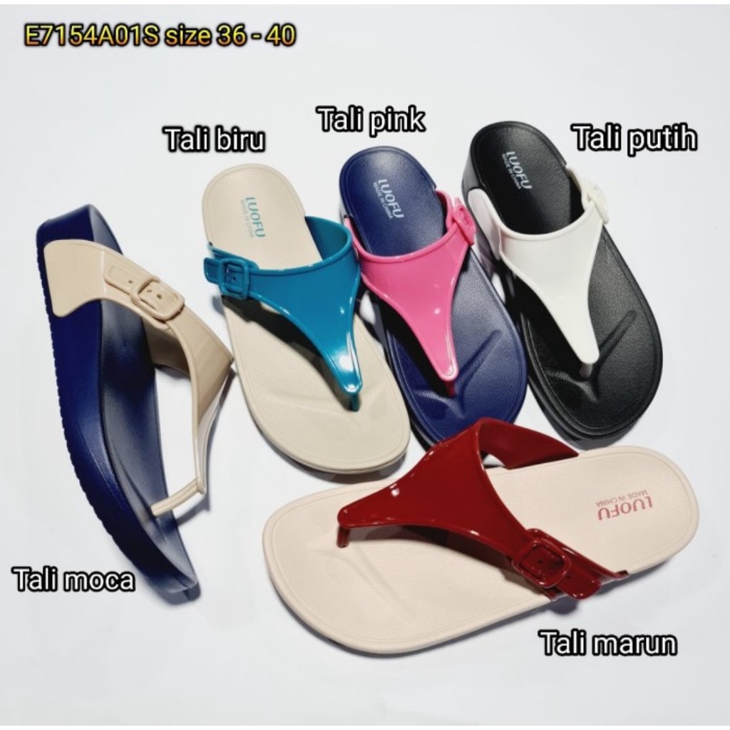 Sandal jepit wanita karet jelly LUOFU 7154