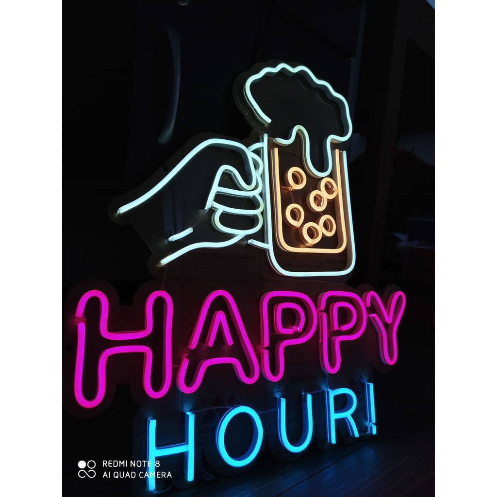 NEON LED TULISAN HAPPY HOUR / NEON GELAS BEER