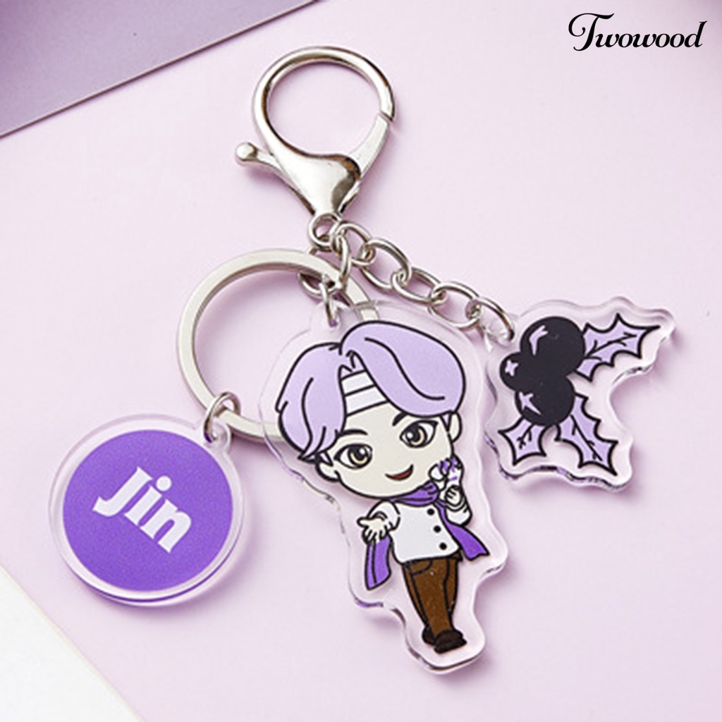 Gantungan Kunci Bentuk Kartun BTS Boys Bahan Akrilik Metal Untuk Aksesoris Perhiasan