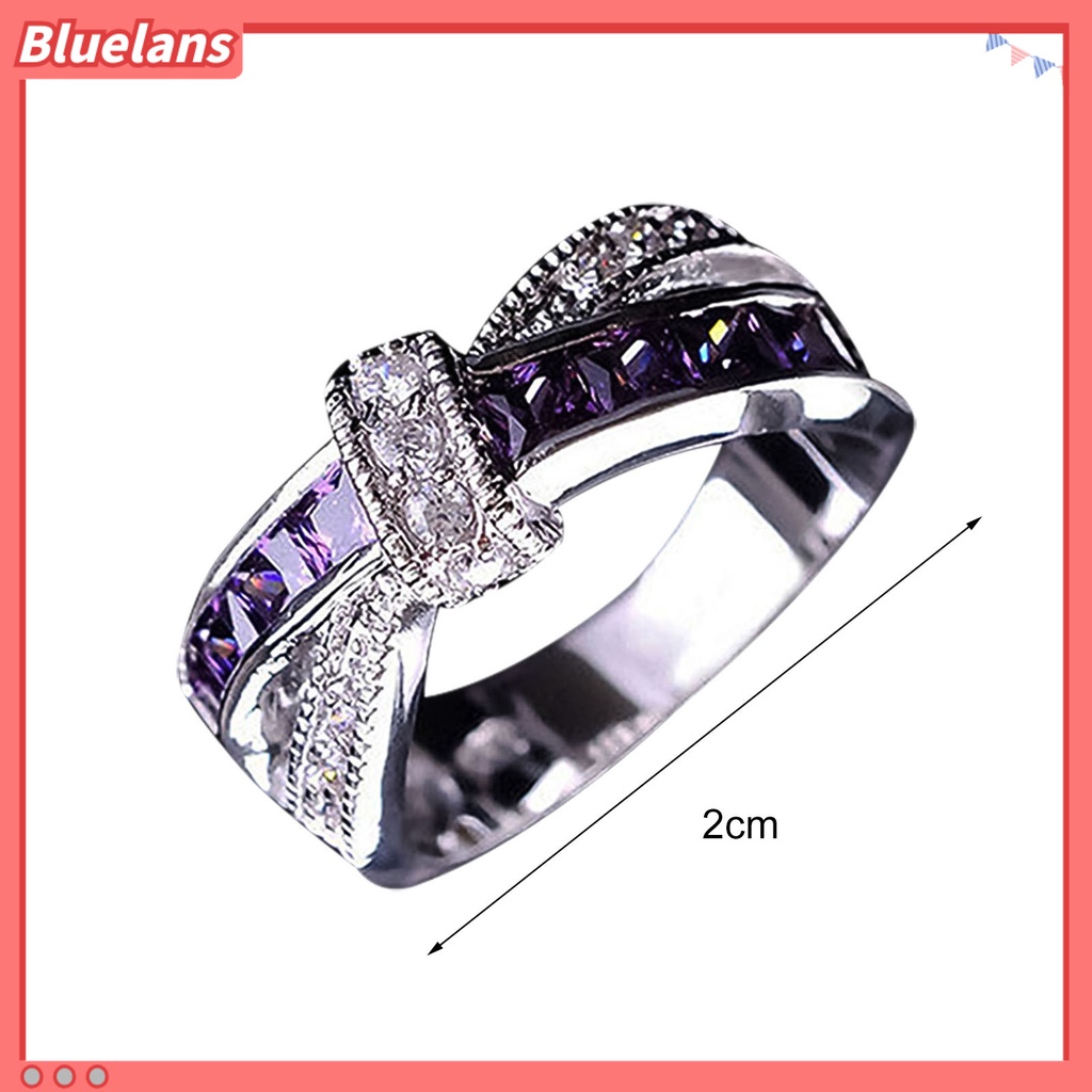 Bluelans Ring Rhinestone Inlaid Decorative Alloy Cross Design Finger Band