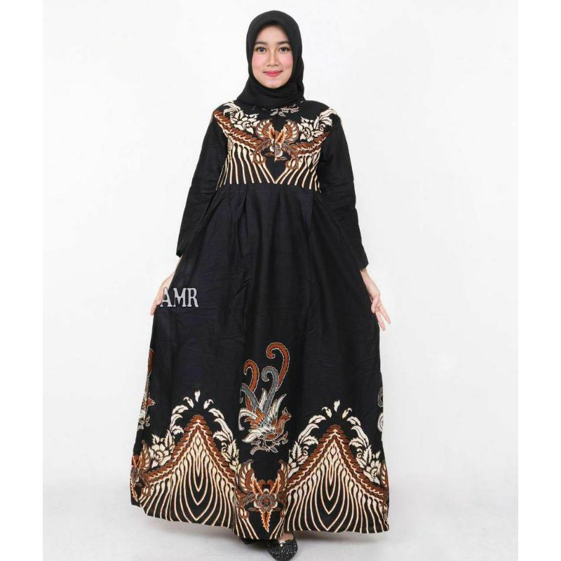 Batik Couple Keluarga Modern Sania Ruffle Ori Ndoro Jowi Dnt Motif ayam-Gamis ibu