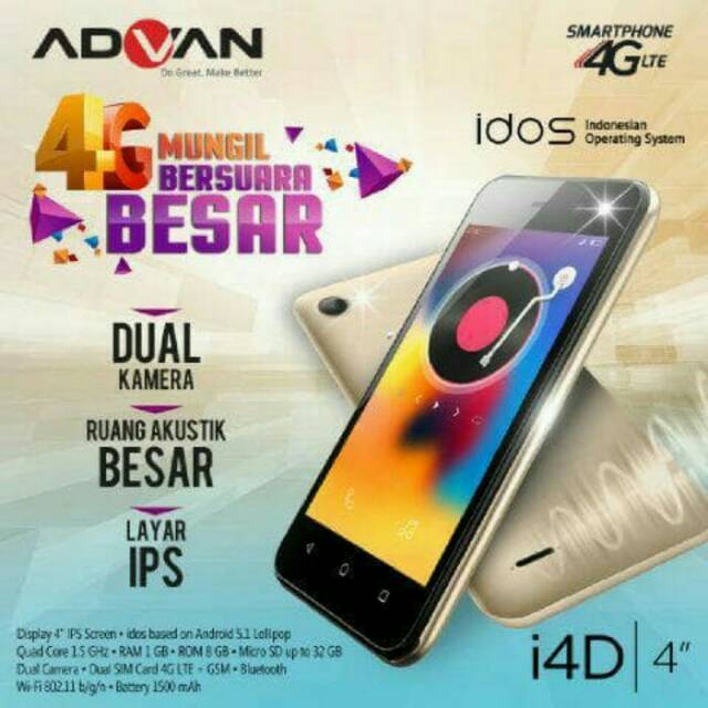 Advan I4d Ram 1gb Rom 8gb Original Garansi Resmk Advan 1 Tahun Murah Shopee Indonesia