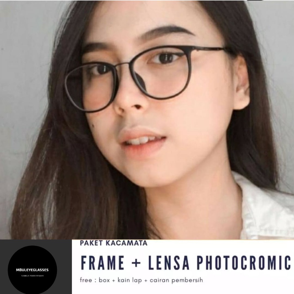 Paket frame kacamata 1050 + lensa photocromic antiradiasi