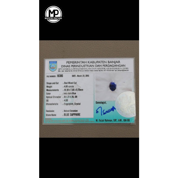 ORIGINAL BLUE SAPPHIRE / SAFIR SRILANGKA / CEYLON + 2 MEMO