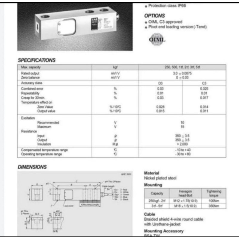 CAS load cell 500kg / load cell shear beam 500kg