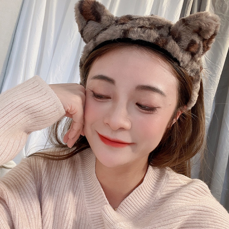 Bandana Bando Mewah Telinga Kucing Lucu Ikat Kepala Rambut Wanita Bando Kartakter Telinga Beruang Bear bulu korea kekinian Bandana bando handuk Aksesoris Rambut Import