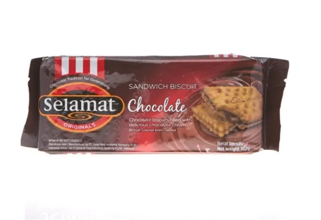 Biskuit Selamat Chocolate 102gr Slamat Sandwich coklat