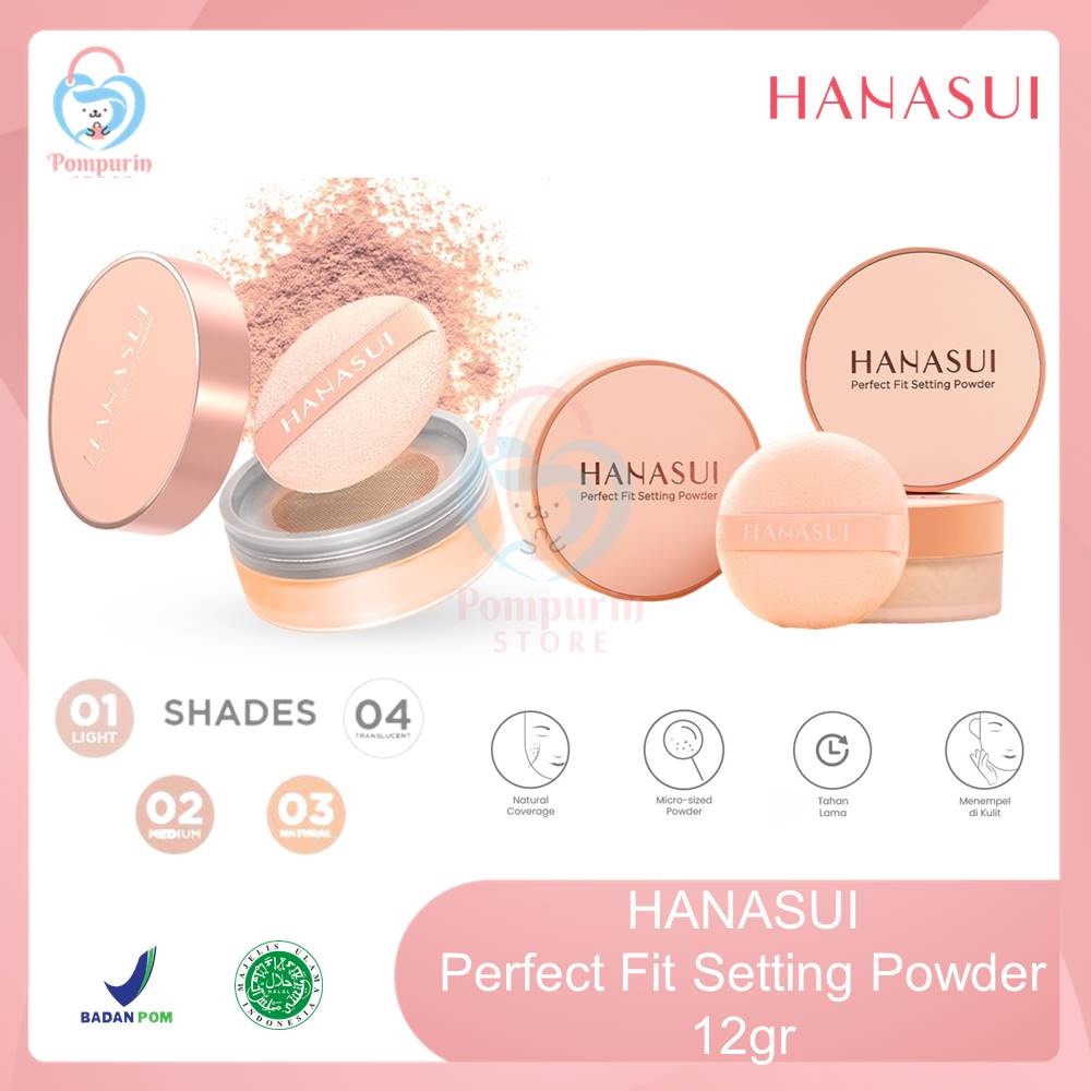 Hanasui Perfect Fit Setting Powder 12gr - Bedak Tabur Natural Coverage Original BPOM Hanasui Perfect