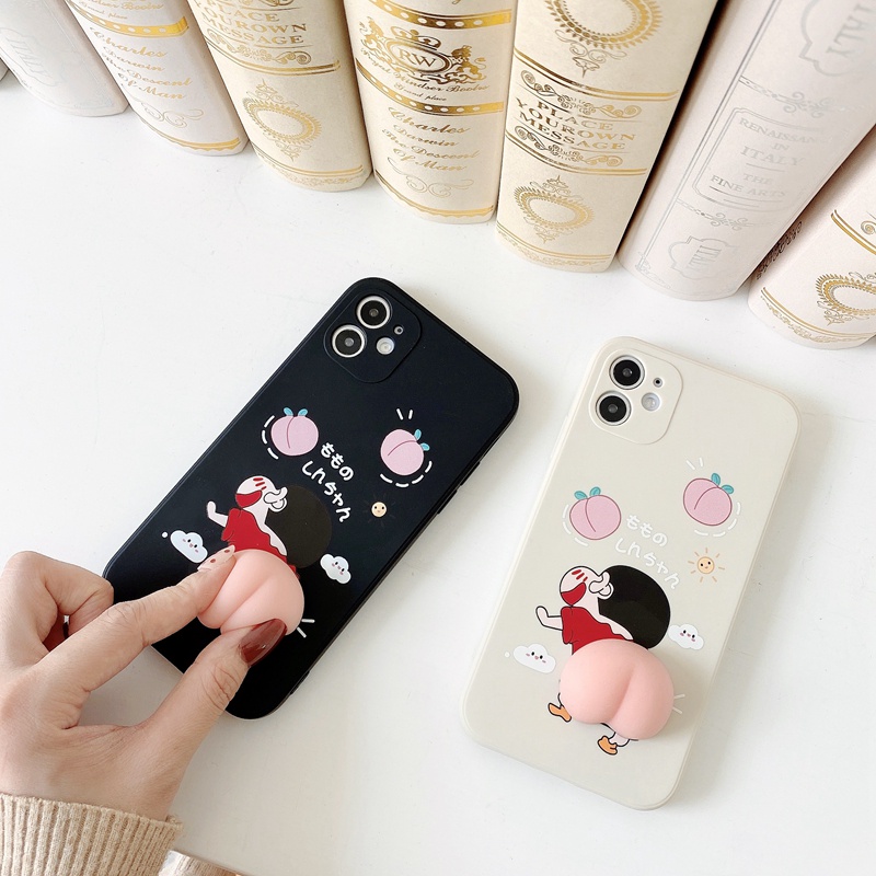 OPPO A95 A16 A94 A74 A54 A1k A15 A15s A7 A5s A12 F7 Reno 5F 4F 4 Cartoon Anime Crayon Shin-Chan Funny Casing Soft Squishy Pinch Peach-1