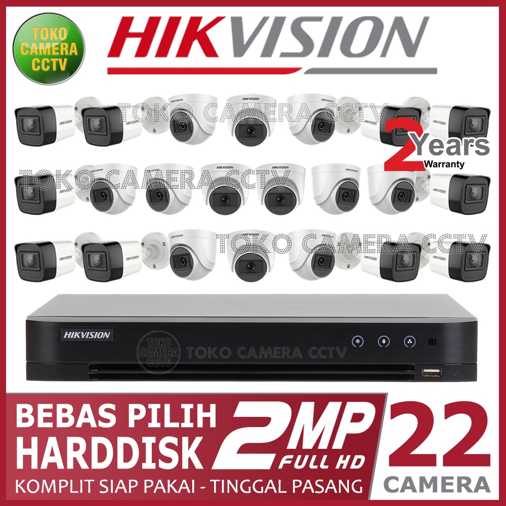 PAKET CCTV HIKVISION 2MP 32 CHANNEL 22 KAMERA