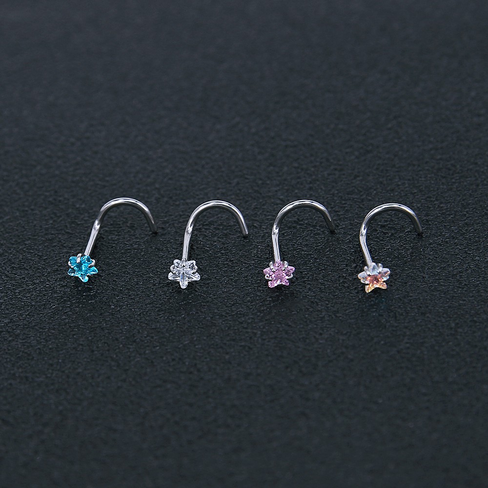9pcsset Anting Tindik Hidung Bahan Stainless Steel 316l Ukuran 3mm Berat 20g Aneka Warna