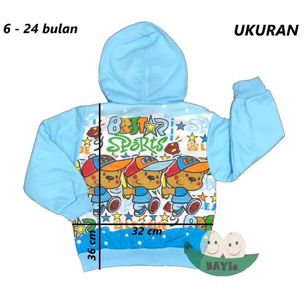 BAYIe -  Jaket Anak/Bayi + topi motif RANDOM LOVE STAR  usia 6 -24 bulan /Mantel bayi/sweeter anak