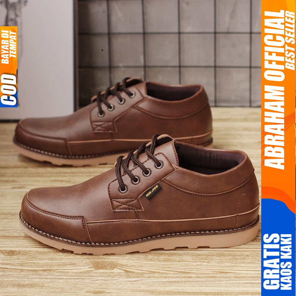 ABRAHAM TARANT Sepatu Formal Casual Pantofel Kerja Pria Hitam-Coklat