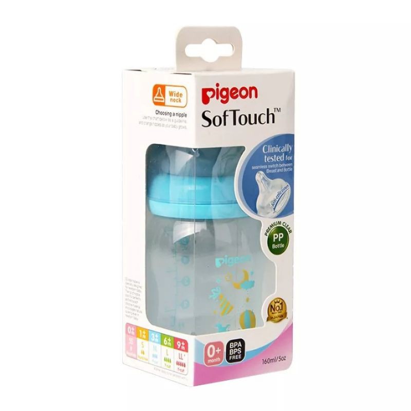 PIGEON Botol Susu PP Clear Wide Neck 160Ml - Blue