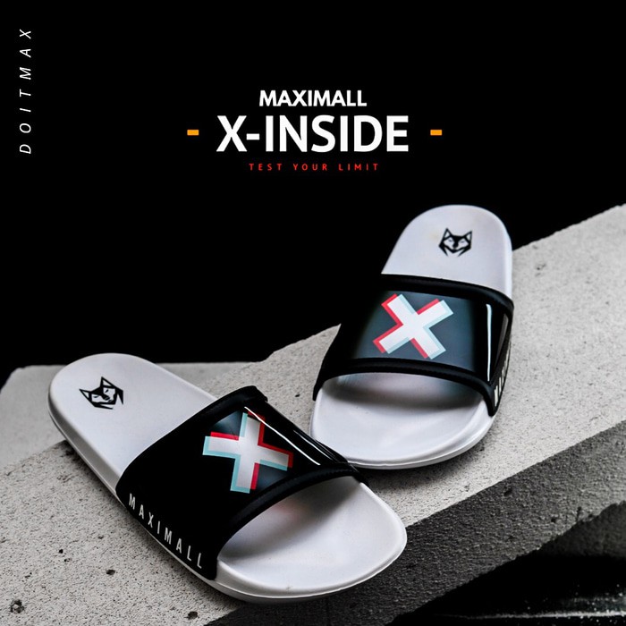 Unik Sendal Pria X-INSIDE DARK / WHITE - 39 Terlaris