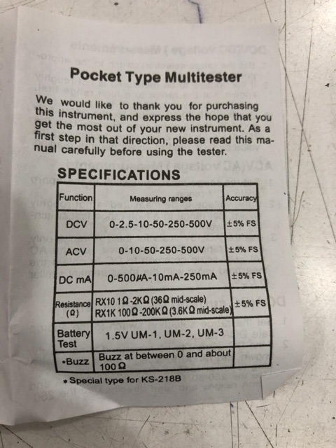 Multitester Myfair KS 218