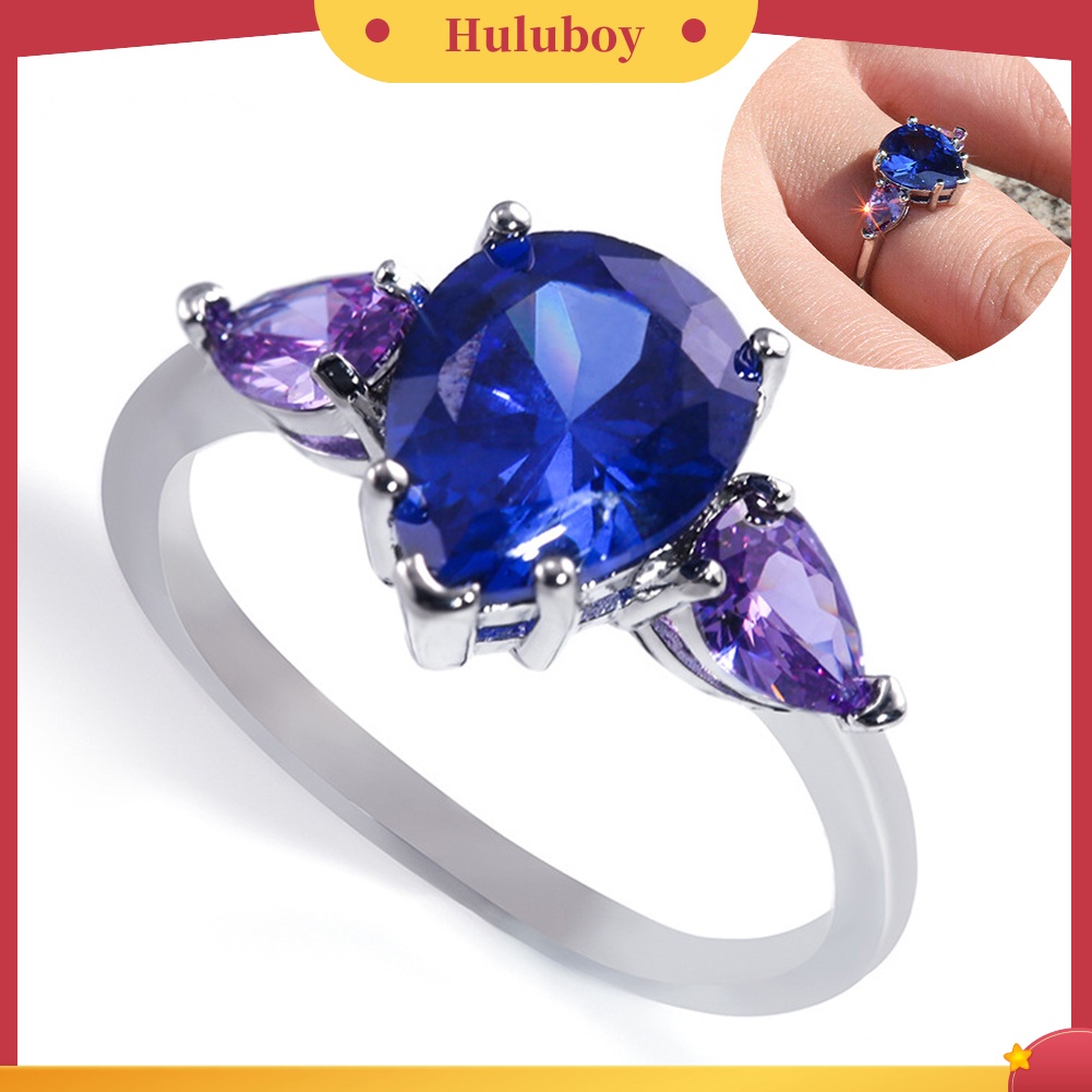 Hu Hu Hu Hu Hu Alat Bantu Pasang Kacamata♡ Cincin Wanita Hias Sapphire Amethyst Imitasi Untuk Pesta Pernikahanhadiah