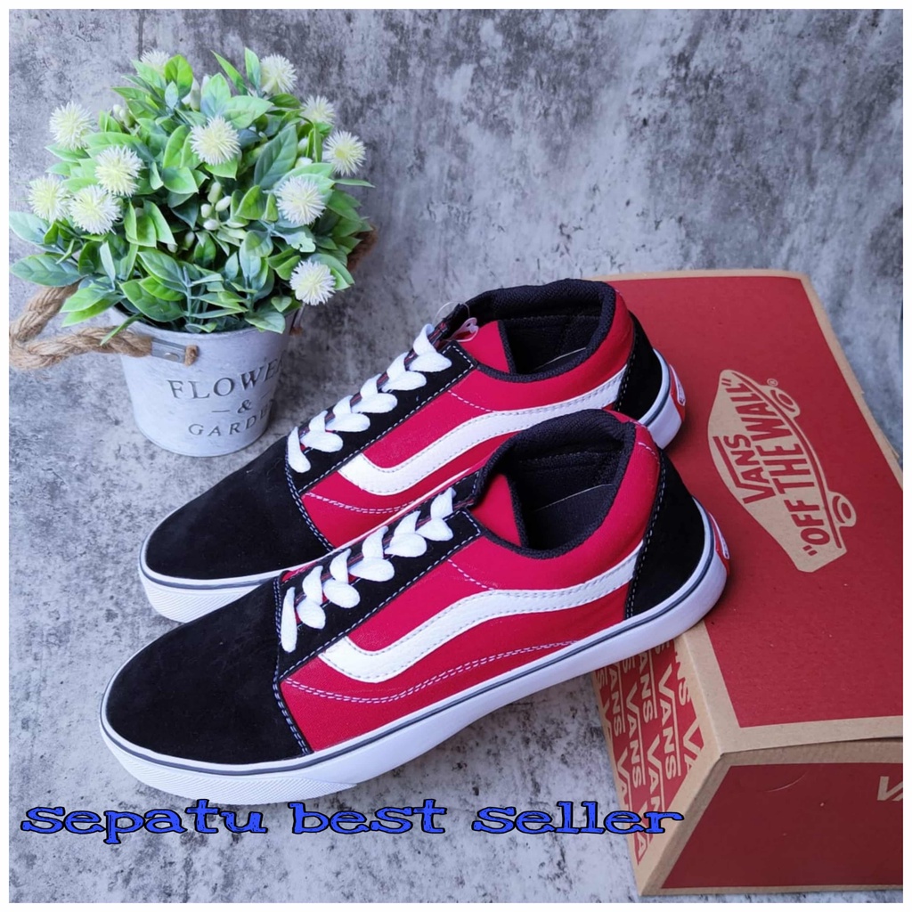 Sepatu Vans Old Skool Classic merah murah meriah sekolah gaya