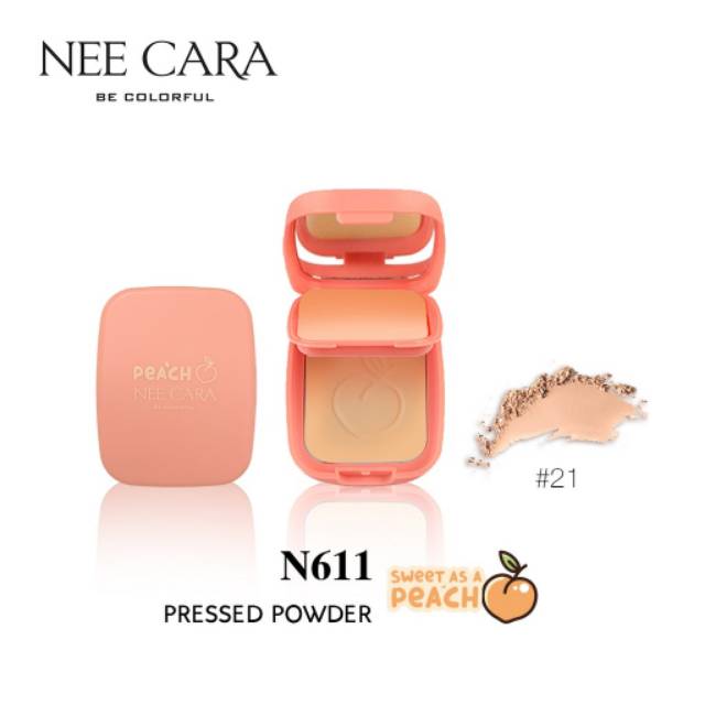 NEE CARA Pressed Powder Sweet As A Peach #N611 Thailand / Compact Powder / Bedak Padat Full Coverage