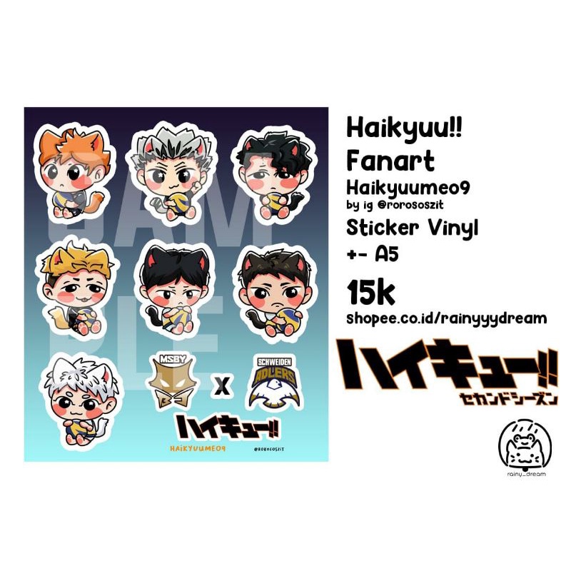 STICKER CHIBI HAIKYUU MSBY X SCHWEIDEN ADLERS HINATA KAGEYAMA BOKUTO ATSUMU USHIJIMA