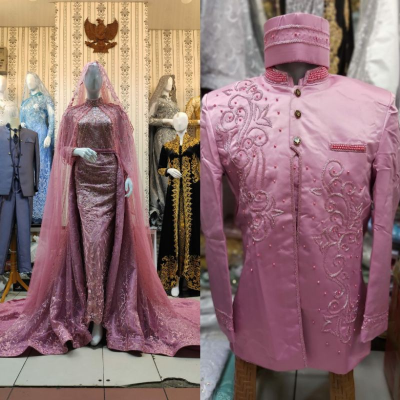 GAUN PENGANTIN COUPLE TERBARU//GAUN WEDDING JUBAH MEWAH BEREKOR//GAUN