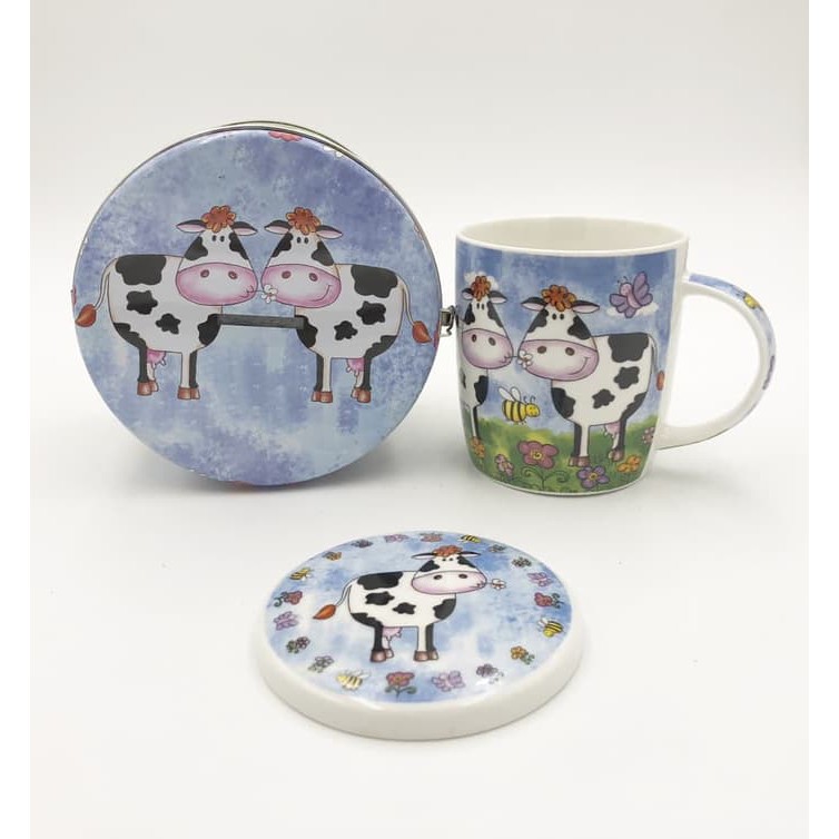 Bistro Collection Mug Celengan Bulat Sapi Gelas Minum-Kopi-Teh-Cangkir