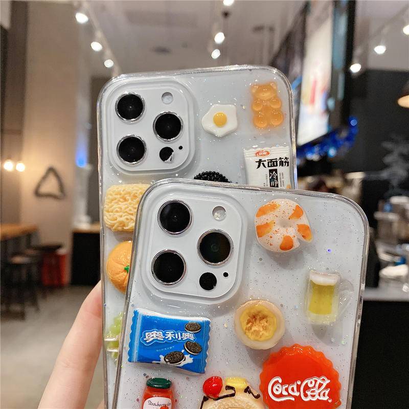 Soft Case Silikon Motif Makanan Ringan 3D Untuk iPhone 13 12 11 Pro MAX Mini X XS MAX XR SE 2022 2020 7 8 Plus