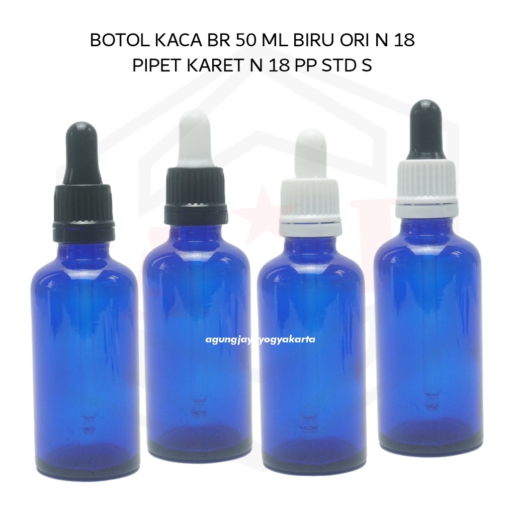 Botol Kaca Serum 50 ml  Biru Ori Pipet S / Pipet Kaca / Botol Pipet Kaca Biru Ori / Pipet Pipet S