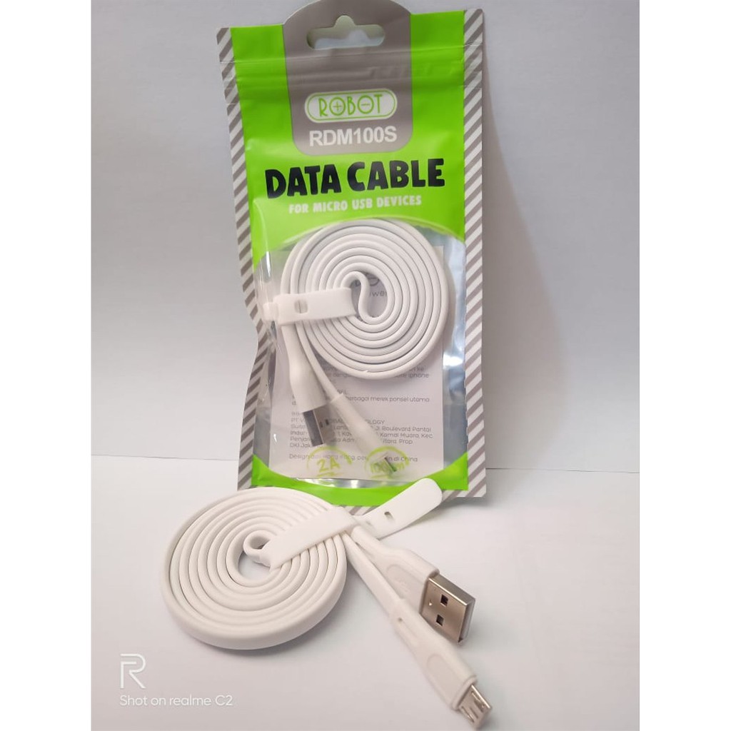 A_   Kabel Data Robot RDM100S (100cm) Data Cable Micro USB 2A White