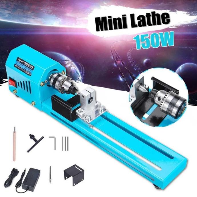 Mesin Bubut Kayu Mini Lathe Beads Grinding Polisher DIY Woodworking