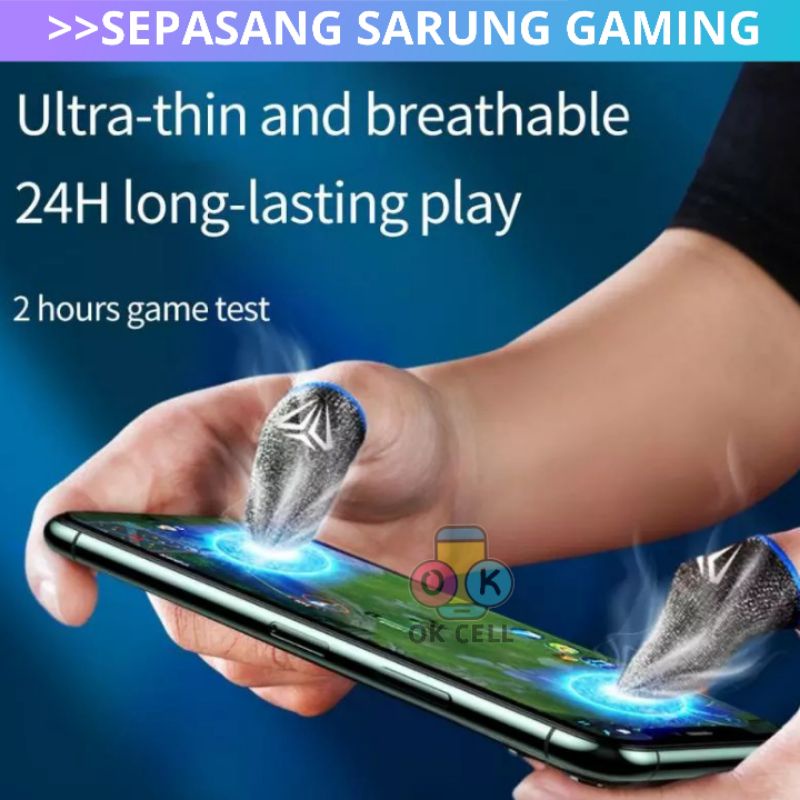 SEPASANG - SARUNG GAMING ANTI KERINGAT BUAT BERMAIN GAME FF PUBG ML FINGER SLEEVE SUPER SENSITIF PREMIUM