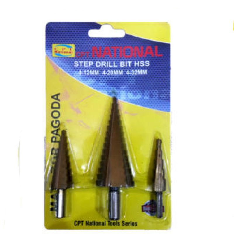 MATA BOR BESI PAGODA /STEP DRILL 3PCS 4-32MM CPT NATIONAL HIGH QUALITY