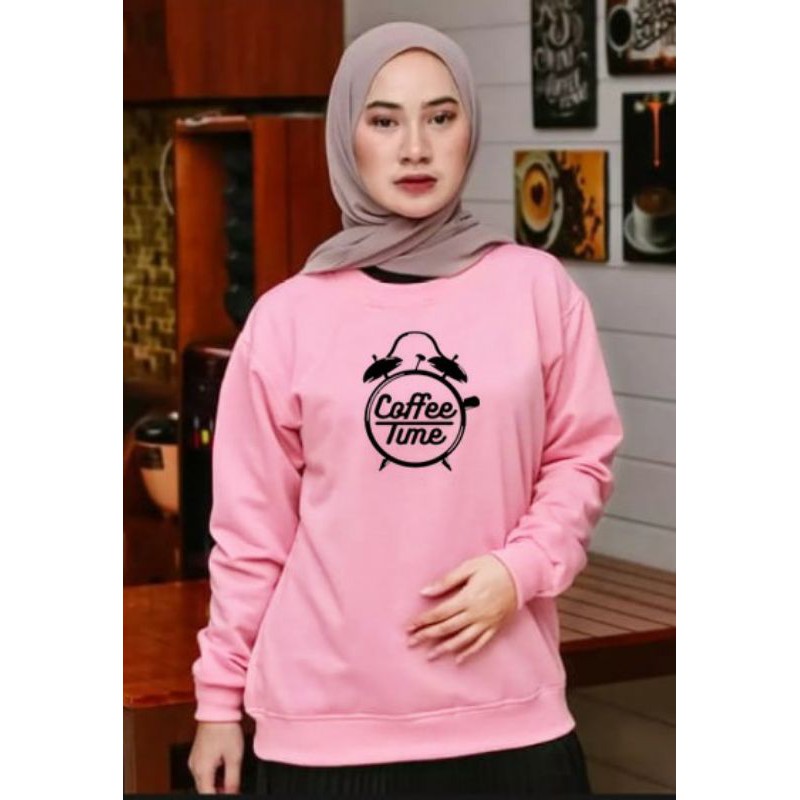 Kaos Lengan Panjang COFFE JAM / Kaos Sweatshirt / Atasan Wanita / Atasan Wanita Lengan Panjang