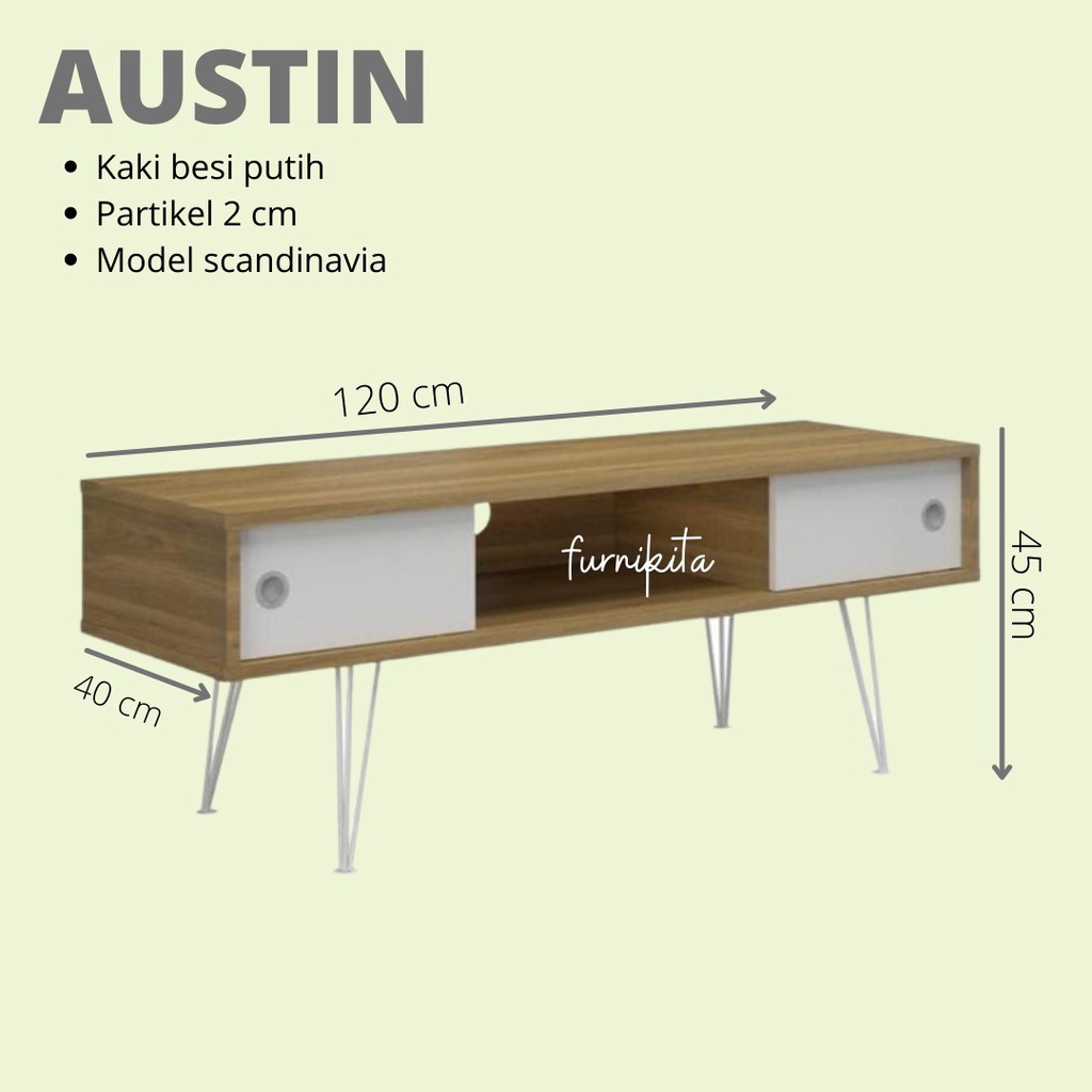 RAK TV MEJA TV MEJA TAMU MINIMALIS KAKI BESI AUSTIN