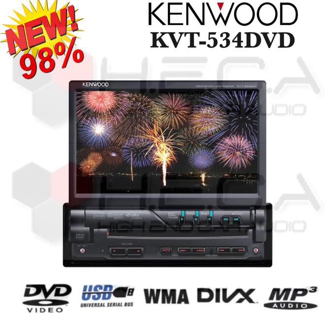 Kenwood KVT-534DVD Head Unit Single Din DVD In Dash Tape Mobil Layar