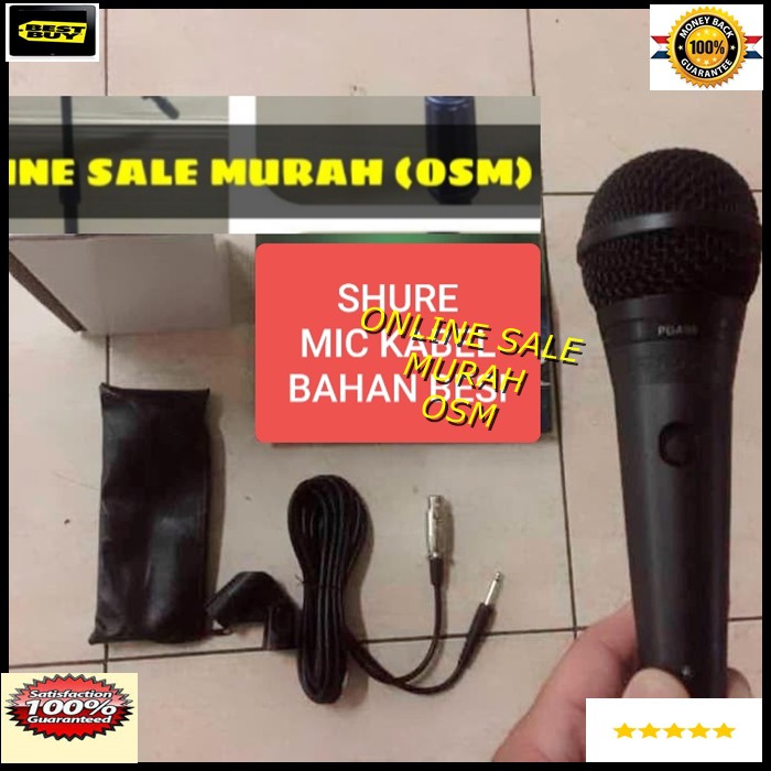 SHURE audi aux legendary Mic song musik kabel Microphone cable karaoke vocal artis audio sound mik pengeras suara pro profesional vokal mikrophone dynamic legendaris EHH  TERBUAT DARI BESI Langsung nyala  Microphone Shure PGA 48 kabel 1bh mic kabel 5-6 me