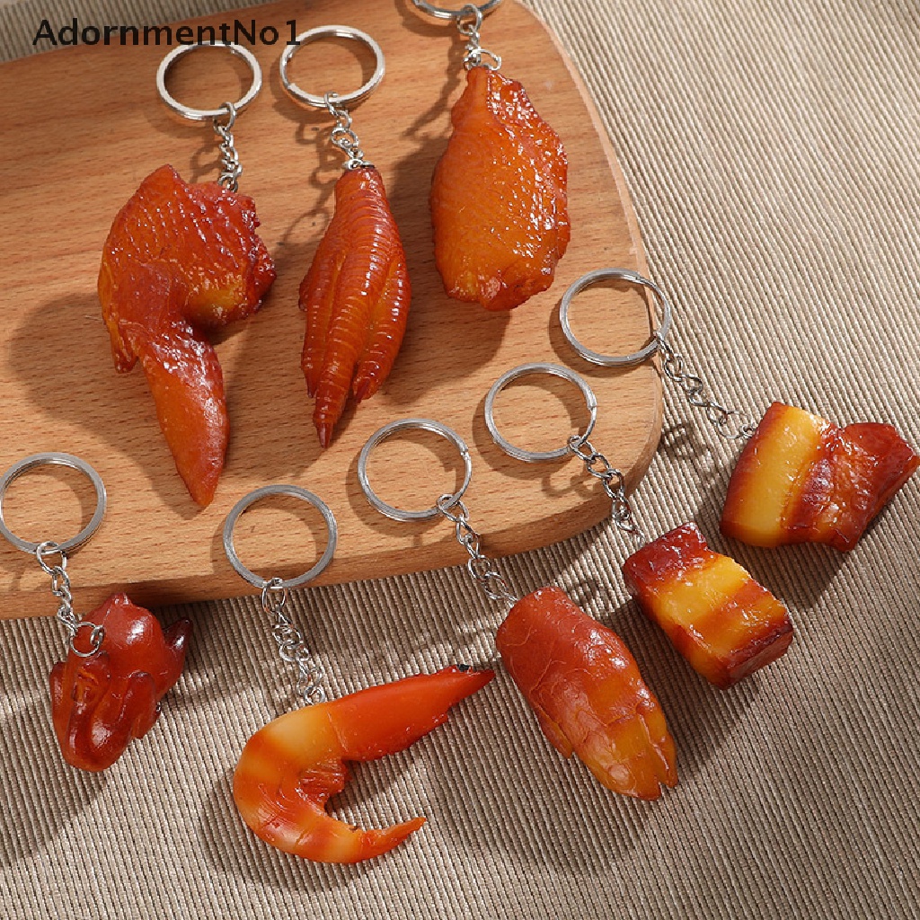 [AdornmentNo1] Creative Funny PVC Food Keychain Pig's Trotters Chicken Wings Metal Keyring Gift [new]