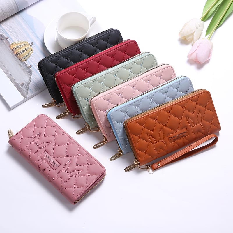 ASIN829 Dompet Panjang Wanita Terbaru D304 Import Bahan Halus // Dompet Panjang Wanita Tiga Ruang