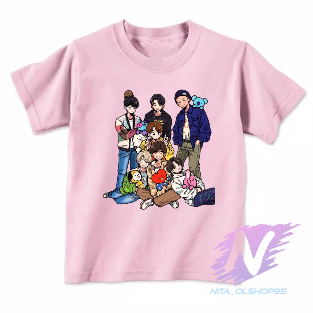 kaos anak kpop animasi kartun BTS