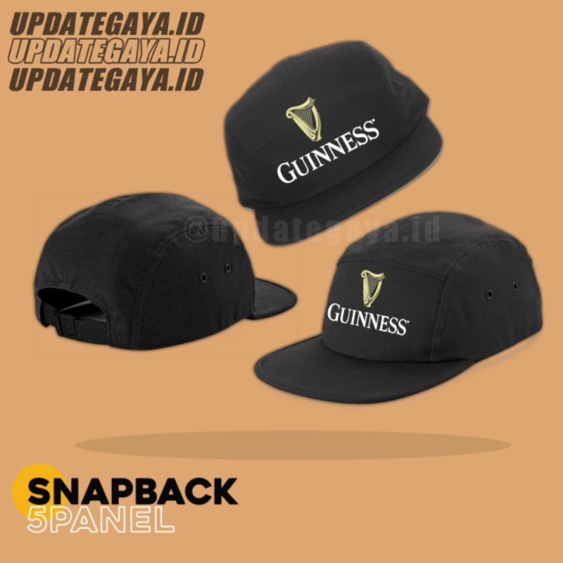Topi 5 Panel GUINNESS / Baseball Five Panel Snapback Hat Premium Quality Pria Wanita