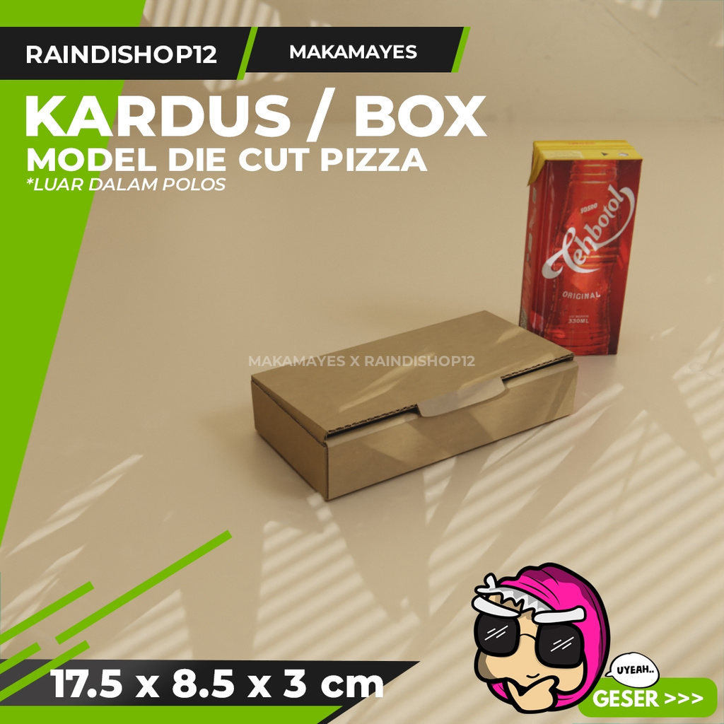 

(MIN 300 PCS) BOX 17.5 X 8.5 X 3 CM KARDUS DIE CUT PIZZA KEMASAN PACKAGING KADO