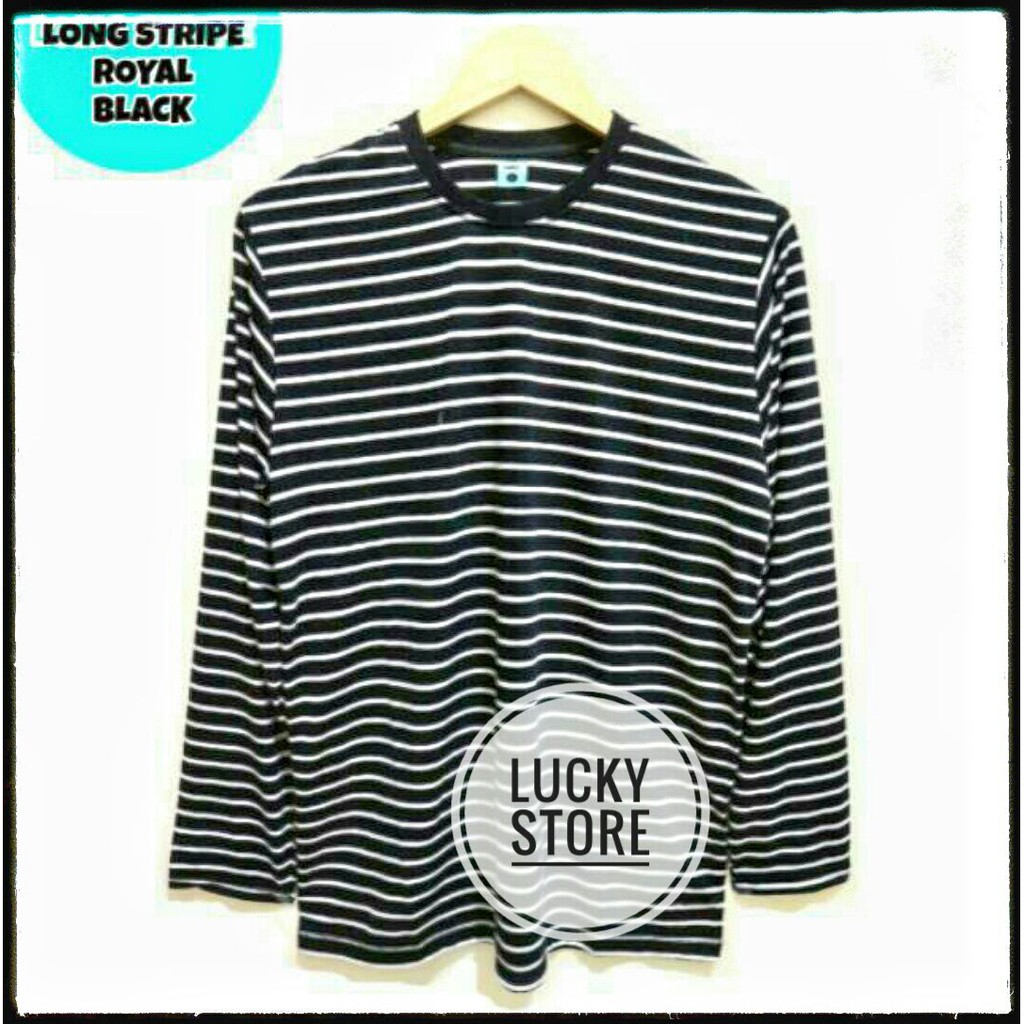  Kaos  Stripe Lengan Panjang Dominan Hitam Kaos  Stripe 