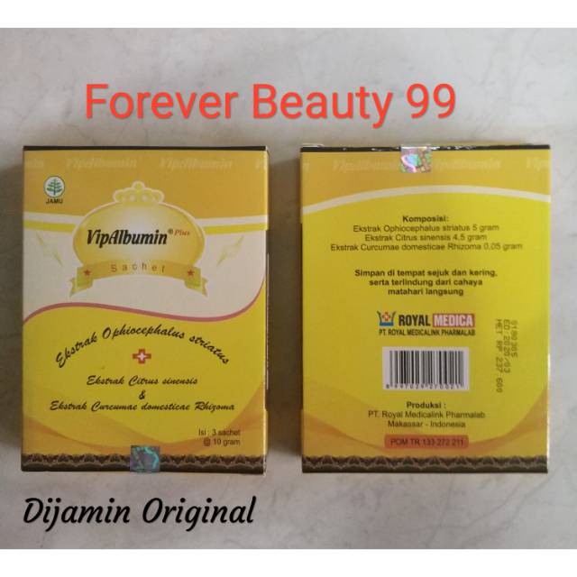VipAlbumin bubuk sachet - 1box isi 3 sachet - Vip albumin plus