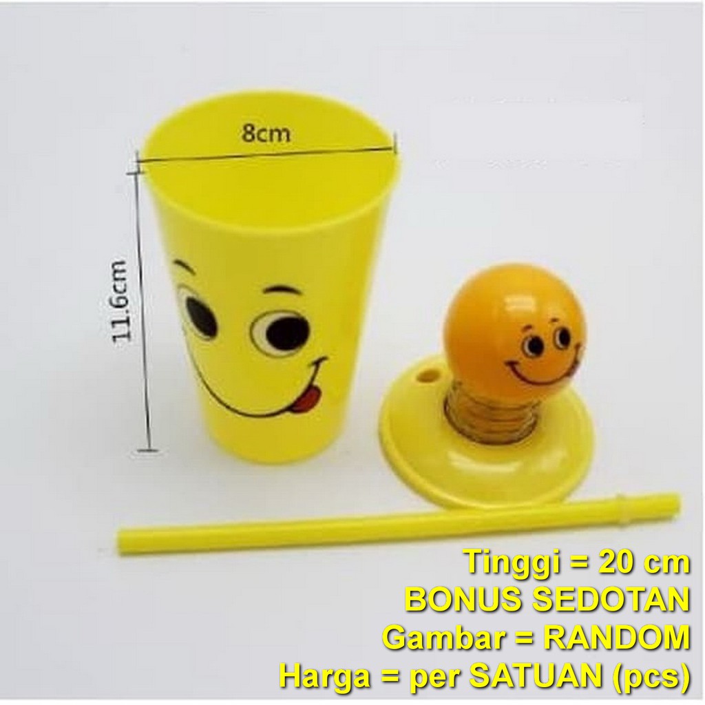 Rmi 20cm Gelas Botol Tutup Minum Smile Emoji Lucu Emoticon Goyang