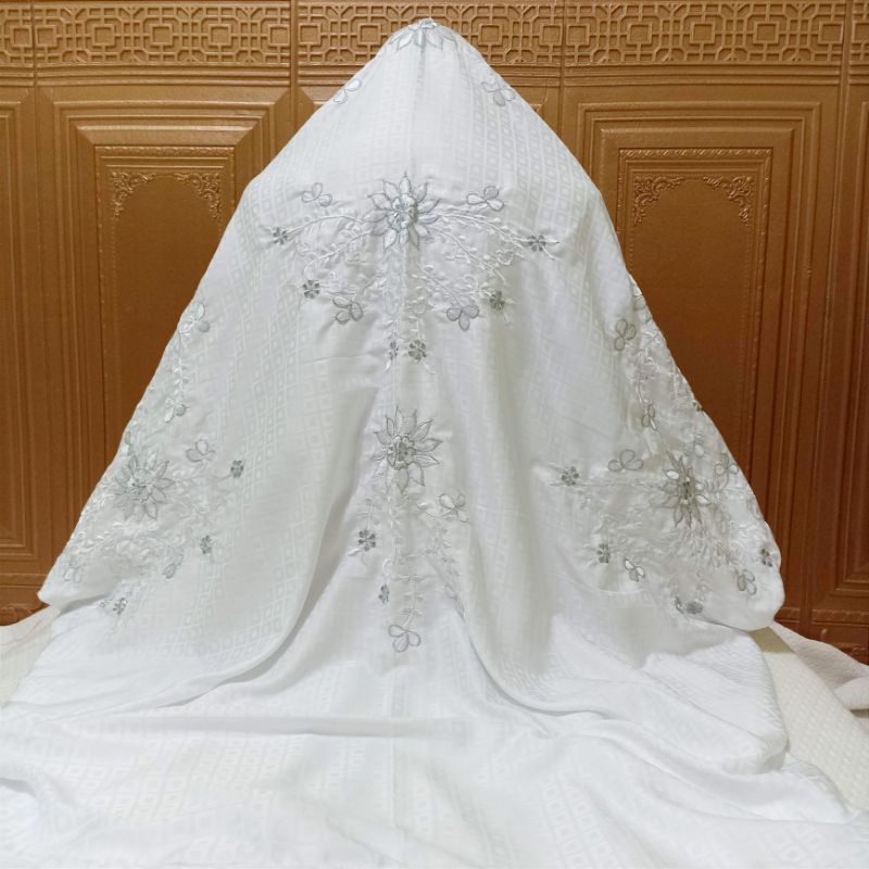 REAL PICT PILIH MOTIF TERBARU mukena semsut murah terusan lajuran semi sutra bordir putih kain tebal