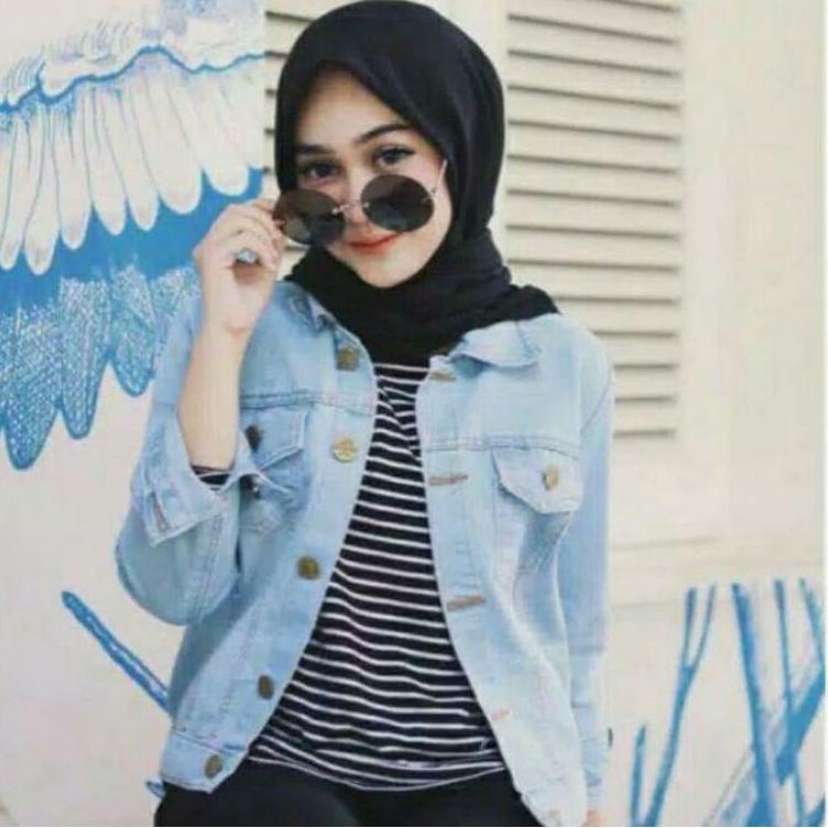 JAKET JEANS BIONDY WANITA KEKINIAN JINS DENIM BIONDY JAKET WARNA SNOW BLACK JAKET BIONDY DENIM JAKET